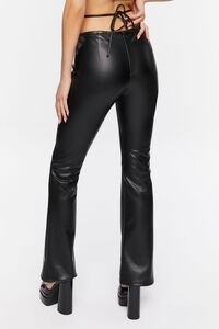 BLACK Faux Leather Crisscross Cutout Pants, image 4
