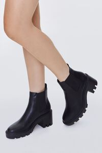 BLACK Faux Leather Chelsea Booties, image 1