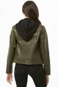 OLIVE/BLACK Faux Leather Combo Jacket, image 3