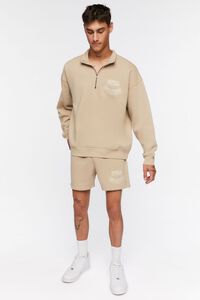 TAUPE Flocked Still Going Graphic Half-Zip Pullover, image 4