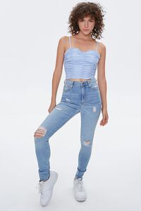 LIGHT BLUE Ruched Sweetheart Cropped Cami, image 4