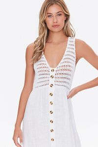 WHITE Gauze & Open-Knit Combo Dress, image 4