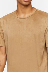 BROWN Faux Suede Curved Tee, image 5