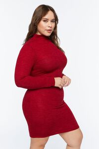 RED Plus Size Mock Neck Bodycon Dress, image 2