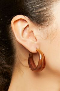 BROWN Open-End Hoop Earrings, image 1