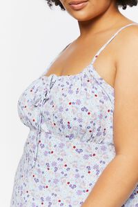 BLUE/MULTI Plus Size Floral Print Cami Mini Dress, image 5
