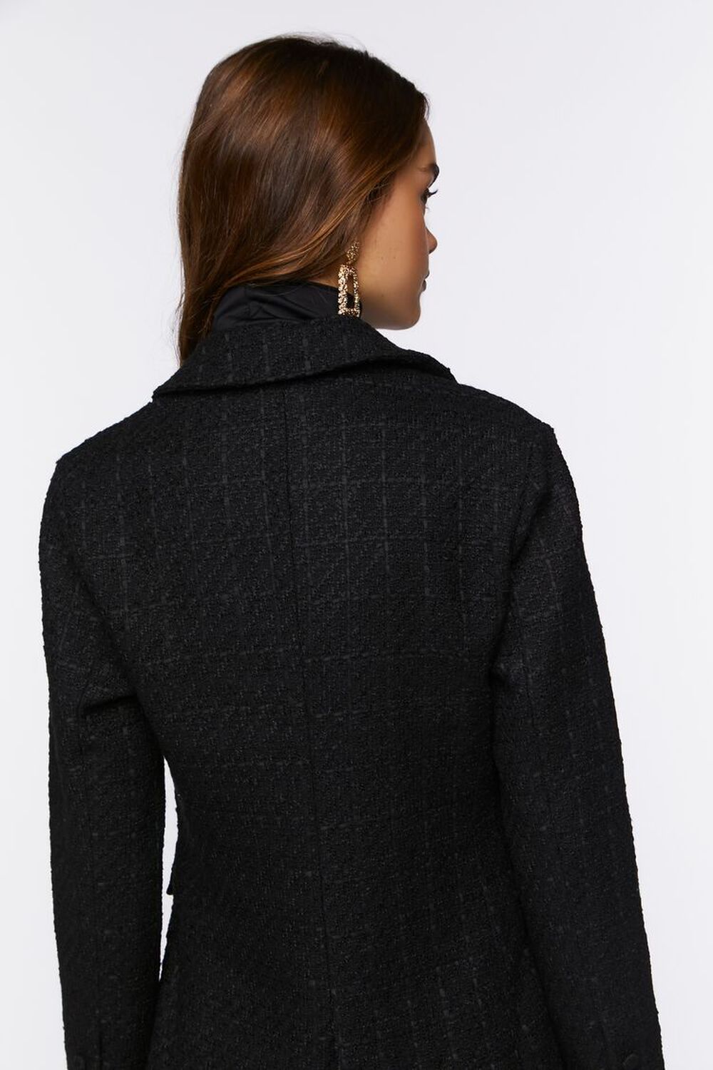 BLACK Double-Breasted Tweed Blazer, image 3