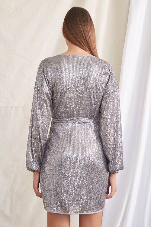 SILVER Sequin Belted Mini Dress, image 3