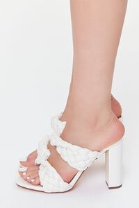 WHITE Braided Open-Toe Block Heels, image 2