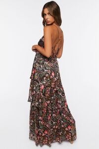 BLACK/MULTI Floral Print Tiered Maxi Dress, image 3