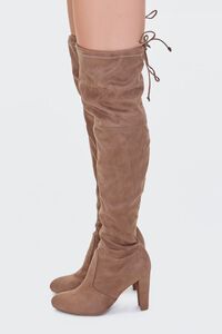 TAUPE Faux Suede Thigh-High Boots, image 2