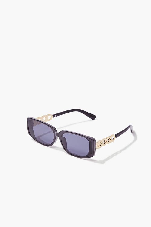 GOLD/BLACK Chain Rectangle Frame Sunglasses, image 4