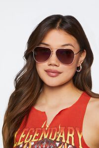 ROSE GOLD/PLUM Tinted Aviator Sunglasses, image 1