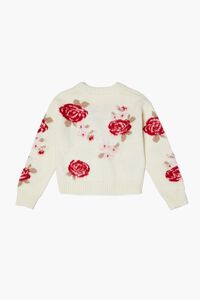 CREAM/MULTI Girls Rose Print Cardigan Sweater (Kids), image 2
