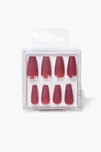 BURGUNDY Coffin-Tipped Matte Press-On Nails, image 2