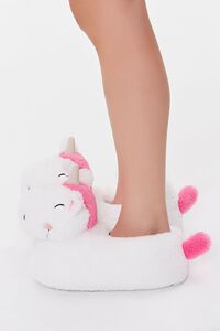 WHITE/PINK Plush Unicorn Indoor Slippers, image 2