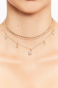 GOLD/CLEAR Floral Rhinestone Necklace Set, image 1