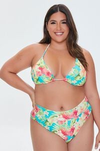 OASIS/MULTI Plus Size Tropical Print Bikini Bottoms, image 1