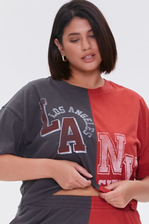 RED/MULTI Plus Size Reworked Graphic Tee, image 1