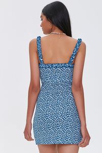 BLUE/CREAM Ditsy Buttoned Bodycon Dress, image 3