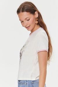 WHITE/PINK Pink Floyd Graphic Cropped Ringer Tee, image 2