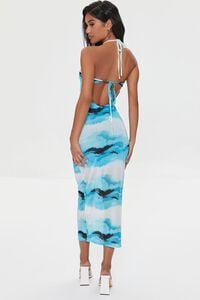 BLUE/MULTI Mesh Abstract Print Midi Dress, image 3