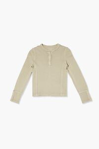 TAUPE Girls Ribbed Henley Top (Kids), image 1