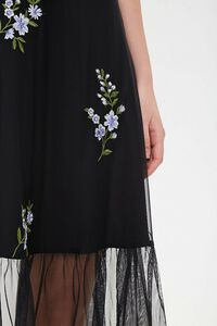 BLACK/BLUE Embroidered Floral Mesh Midi Dress, image 5