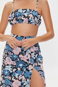 BLACK/MULTI Floral Print Crop Top & Midi Skirt Set, image 5