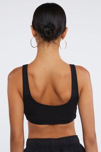 BLACK Ribbed Crisscross Cropped Tank Top, image 3