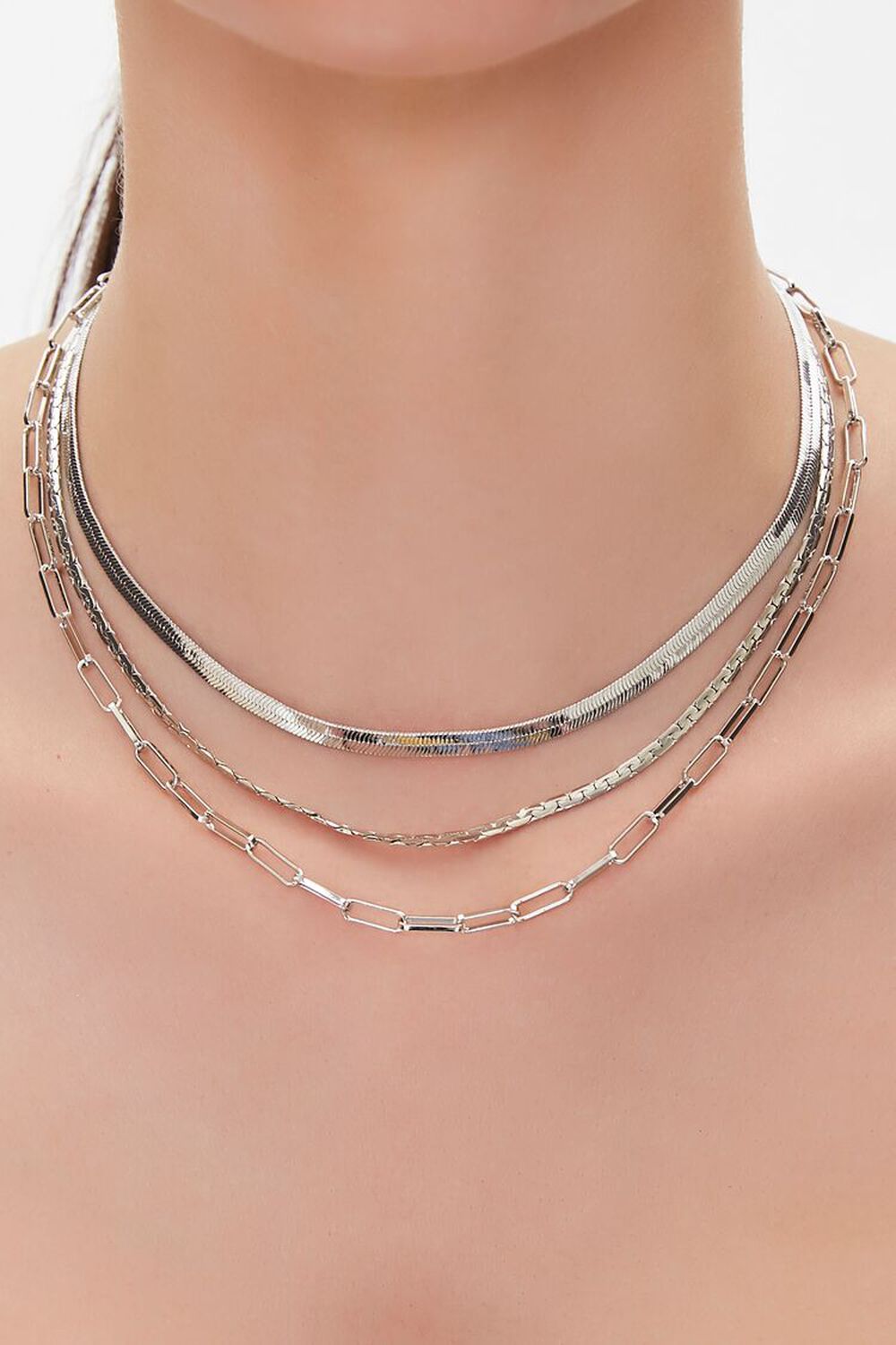 SILVER Layered Chain Necklace, image 1