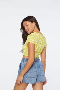 YELLOW/CREAM Floral Print Cutout Cropped Tee, image 3