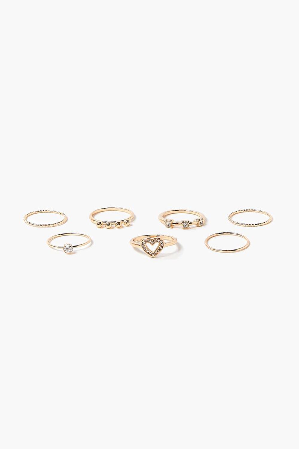 GOLD/CLEAR Upcycled Rhinestone Heart Ring Set, image 1