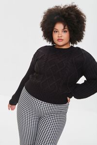 BLACK Plus Size Cable Knit Sweater, image 1