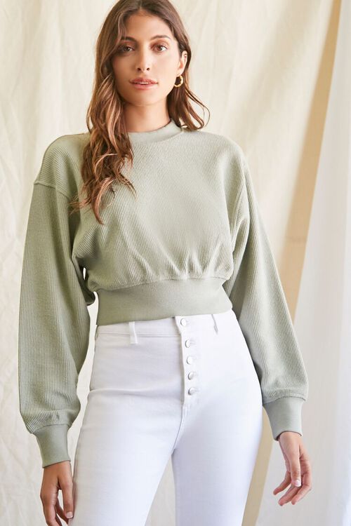 SAGE Ribbed Knit Batwing Pullover, image 1