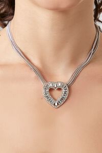 SILVER/CLEAR Layered Heart Pendant Necklace, image 1