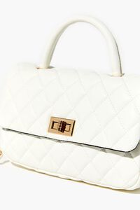 WHITE Diamond-Quilted Faux Leather Crossbody Bag, image 3