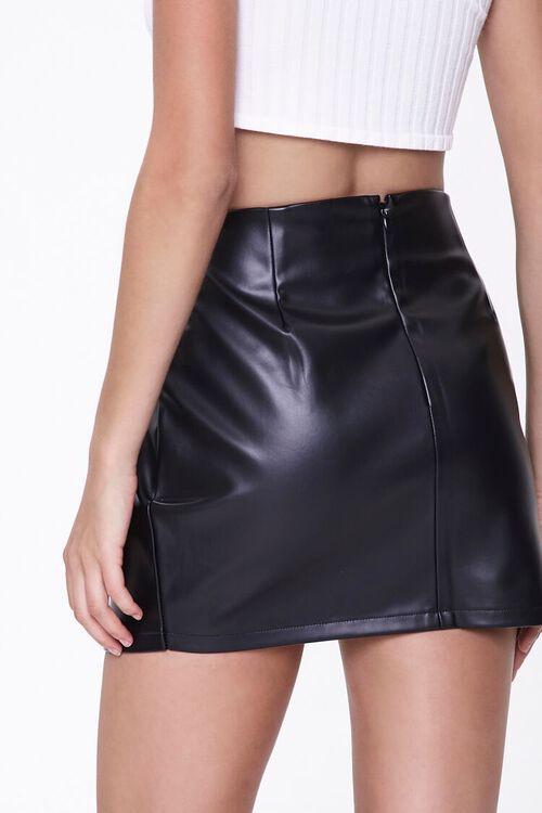 BLACK Faux Leather Tulip Hem Skirt, image 3