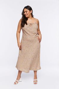 TAUPE/MULTI Plus Size Floral Print Maxi Dress, image 6