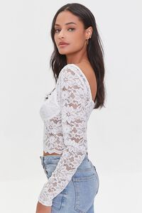 IVORY Floral Lace Scalloped Crop Top, image 3