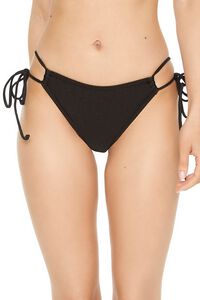 BLACK Ruched String Bikini Bottoms, image 5