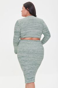 GREEN/CREAM Plus Size Sweater-Knit Cutout Dress, image 3