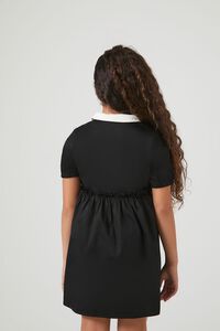 BLACK/WHITE Girls Satin Shirt Dress (Kids), image 3