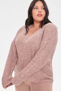 MERLOT Plus Size Marled Knit Sweater, image 2