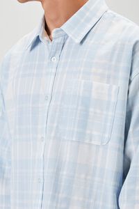 BLUE/WHITE Plaid Button-Front Shirt, image 5