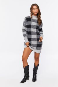BLACK/GREY Buffalo Plaid Sweater Dress, image 4