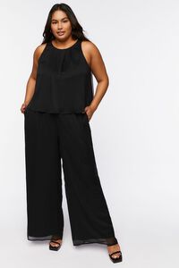 BLACK Plus Size Chiffon Top & Pants Set, image 1