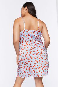 BLUE/MULTI Plus Size Cherry Print Mini Cami Dress, image 3
