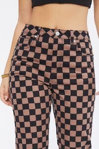 TAUPE/BLACK Checkered Print Jeans, image 6