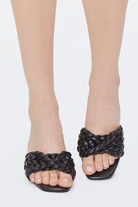 BLACK Braided Faux Leather Lucite Heels, image 4